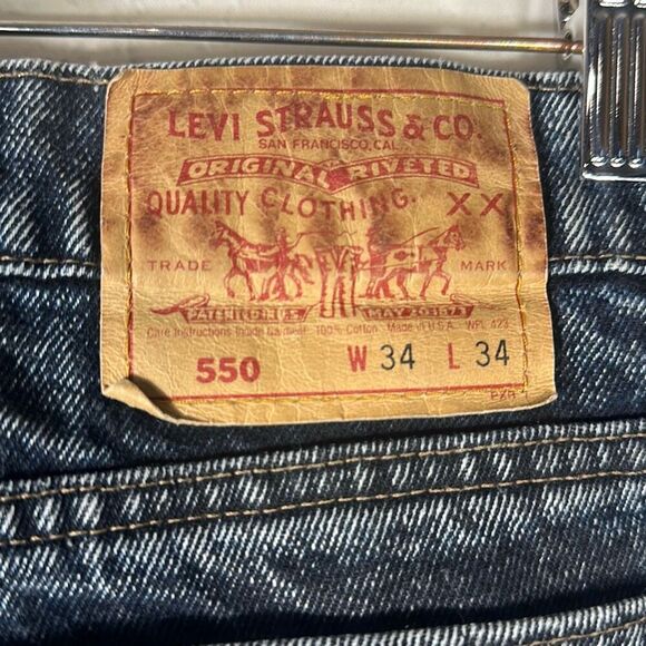 Vintage 90s Levi’s Men’s 550 Relaxed Fit  Jeans size W34 x L34 Stone Acid Washed - Picture 3 of 9